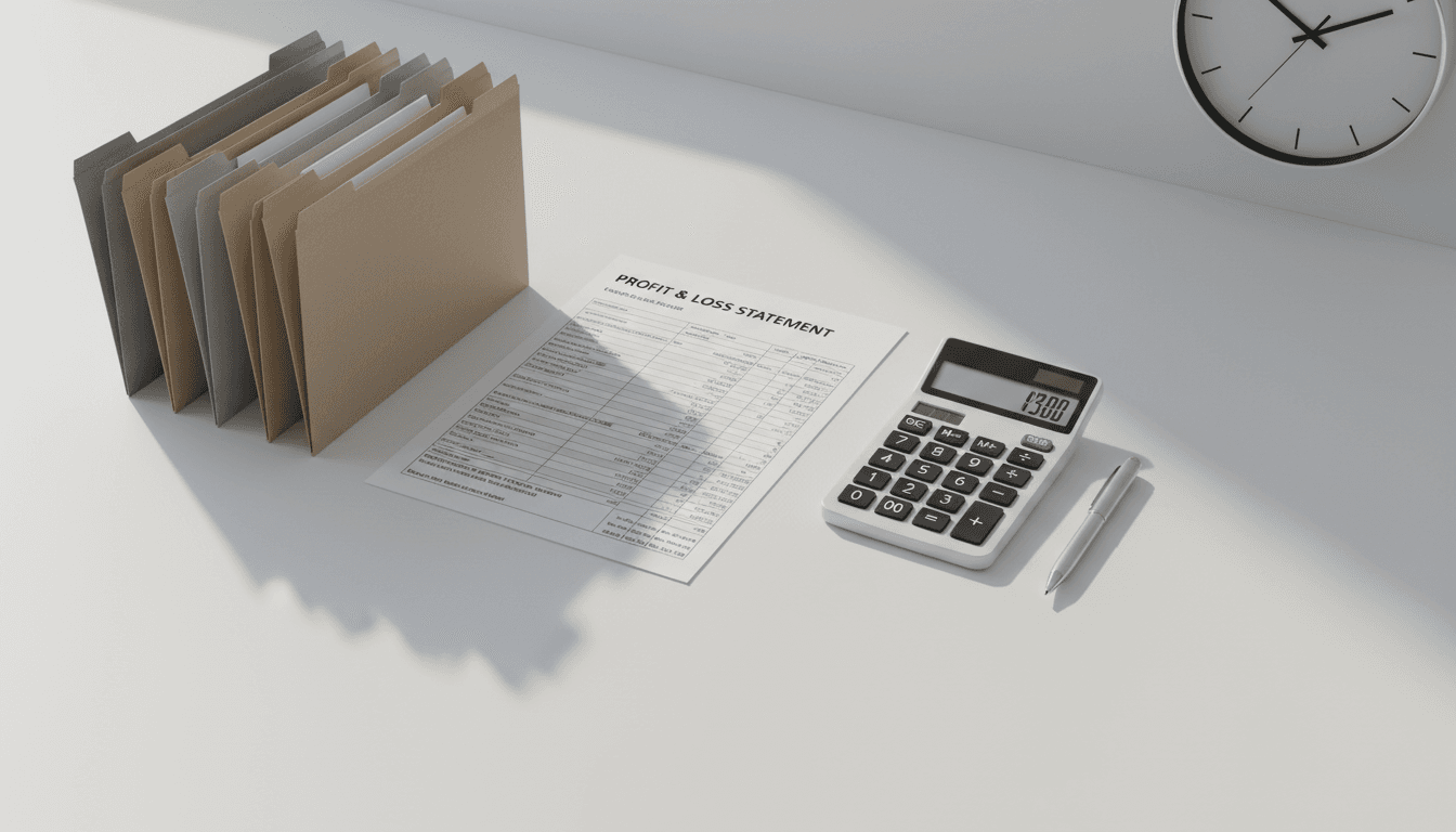 Organized bookkeeping records ready for tax preparation