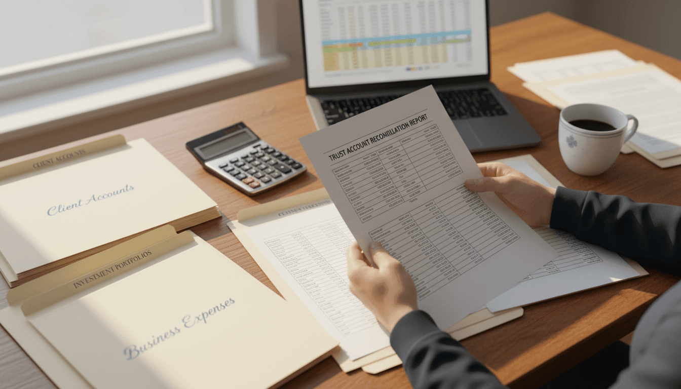 Client trust account tracking and reconciliation for tax firms