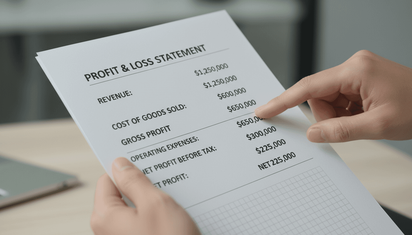 Balance sheet and profit and loss statement documentation