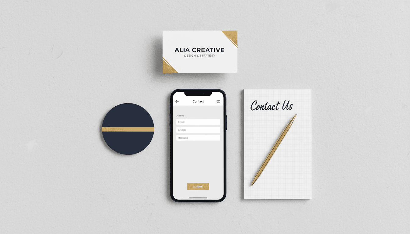 Multiple contact methods displayed on clean workspace